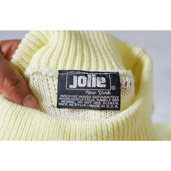 Vintage 80s Jolie USA Greek Key Knit Sweater M Retro Granny Academia Cabincore - Picture 3 of 12